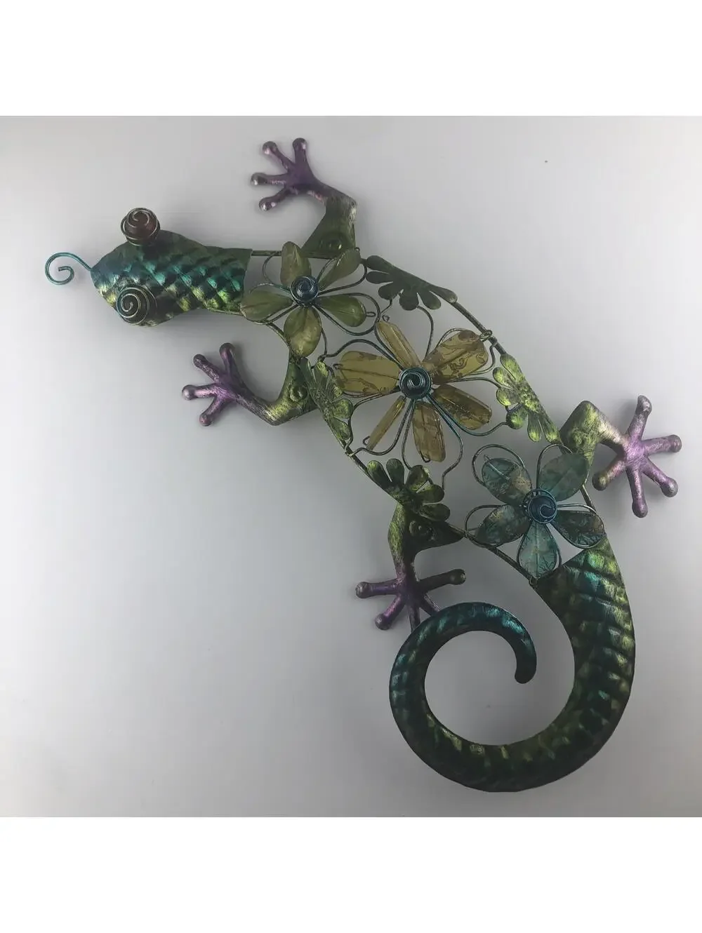 Gecko and flowers Wall Art Large Handmade ~19